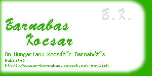 barnabas kocsar business card